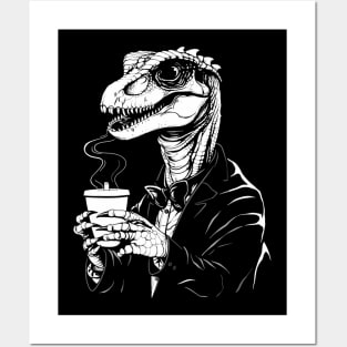 Cottagecore Goth Dinosaur Coffee Gift Men Women Funny Coffee Posters and Art